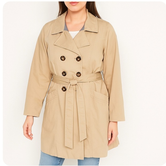 Old Navy Women's Tan Mid-Weight Trench Coat with Belt XL - Picture 1 of 16